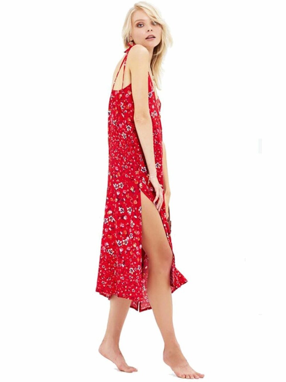 Kivari Red Floral Slip Dress Size Extra Small NWT